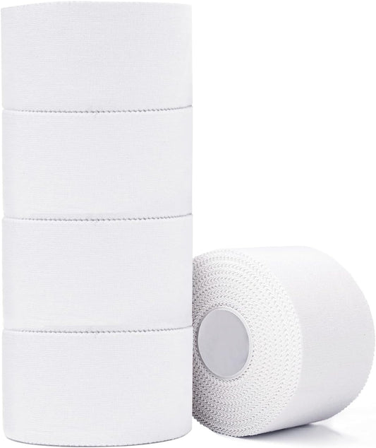 Athletic Tape,5 Pack White Sports Tape,Very Strong No Sticky Residue Wrist Ankle Tape for Gymnastics Boxing Lacrosse Climbing Hockey Bat