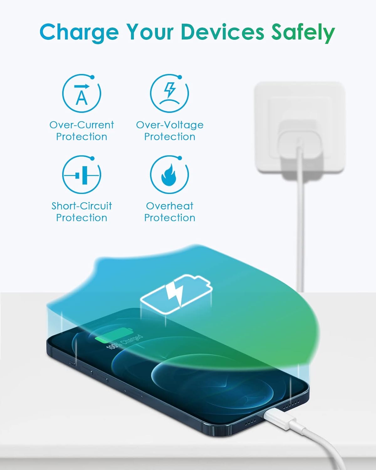 Fast Charger i Phone, 20W USB C Block with 6Ft Cable Compatible with IP 14/14 Pro/14 Plus/14 Pro Max/13/13 Mini/13 Pro/13 Pro Max/12/11/X & More