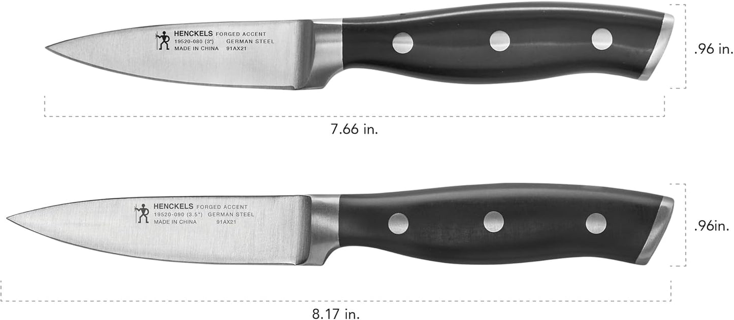 HENCKELS Forged Accent Razor-Sharp 2-pc Paring Knife Set, European Stainless Steel Knife, Informed by 100+ Years of Mastery, Black