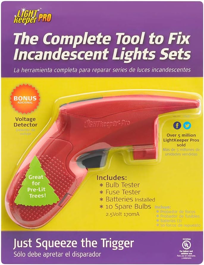 LightKeeper Pro Quick Fix Incandescent Holiday Light Set Repair Tool | UL Listed (#230566)