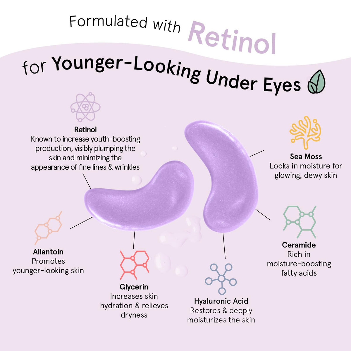 grace & stella Retinol Under Eye Patches for Puffy Eyes & Dark Circles - Restoring Gel Under Eye Masks with Hyaluronic Acid - Bridesmaid Gifts, Birthday Gifts for Women (Purple, 24 Pairs)