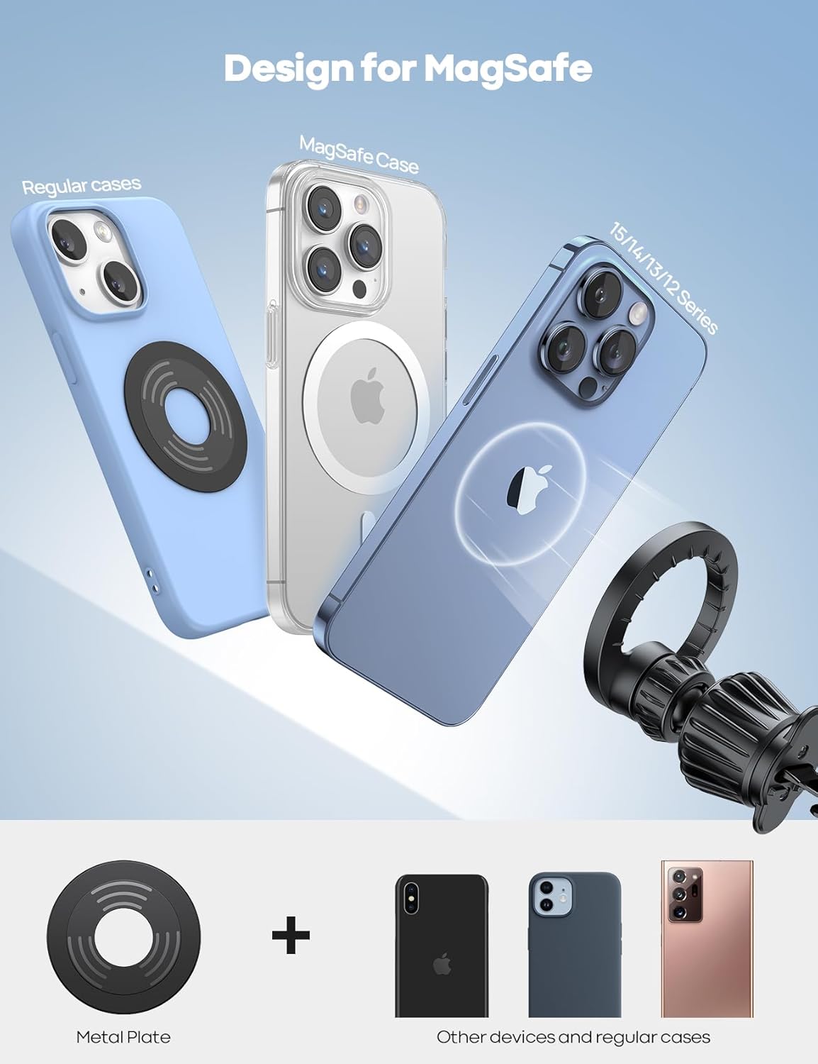 Lamicall for MagSafe Car Mount - [20 Super Magnets] Magnetic Car Phone Mount, Air Vent Phone Holder Car, Hands Free Valentines Day Gift Cell Phone Holder Car fit iPhone 17 16 15 Pro Max Electronics