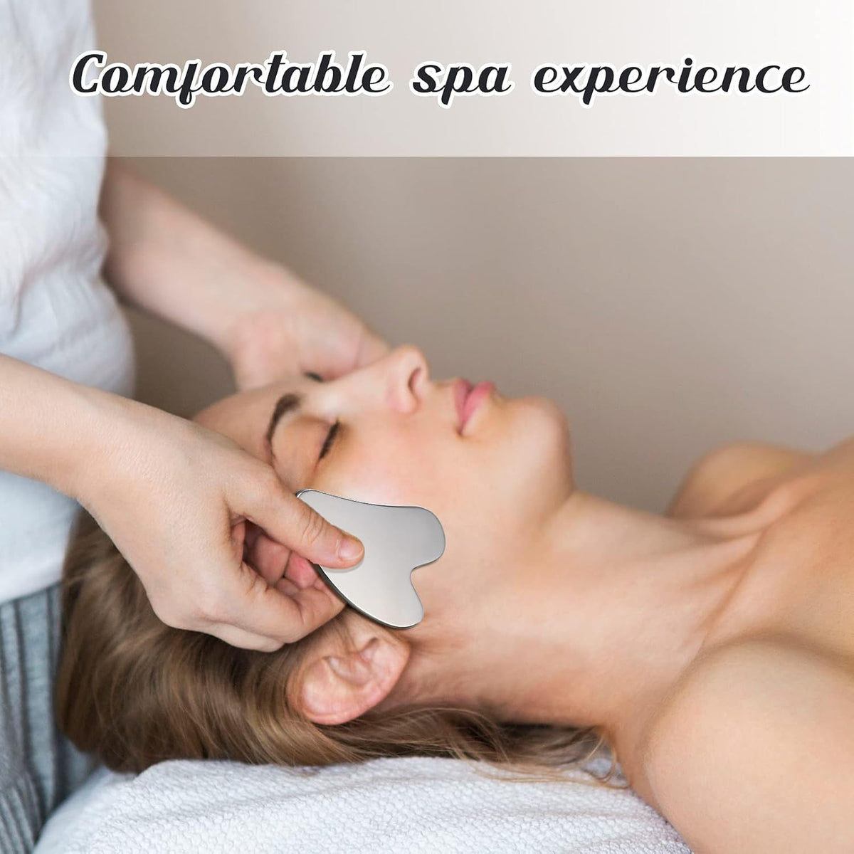 Nuanchu Stainless Steel Gua Sha Facial Tools Metal Guasha Tool for Face Body Jawline Shaper, Double Chin Reducer, Puffiness Reducing, Lymphatic Drainage Massager Skin Care Gift with Pouch(Silver)