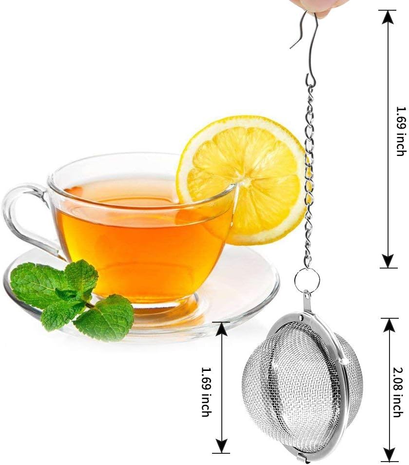 Fu Store 2pcs Stainless Steel Mesh Tea Ball 2.1 Inch Tea Strainers Teas Infuser Strainer Filters for Teas