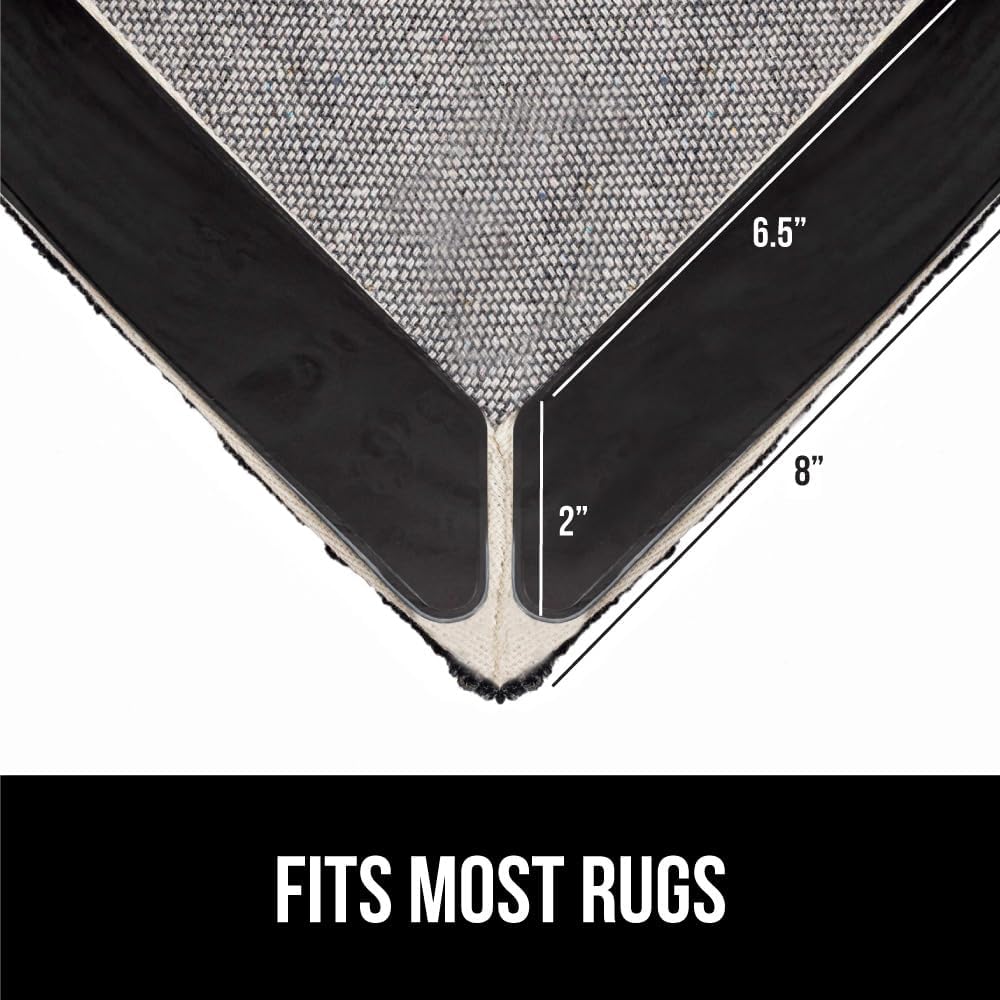 GORILLA GRIP Rug Gripper Pads Keep Area Rugs Corners from Curling, No Damage Reusable Double-Sided Stickers, Holds Down Carpet in Place on Hardwood Floors, Grips Tile Floor, Holiday Home Decor 8 Pcs