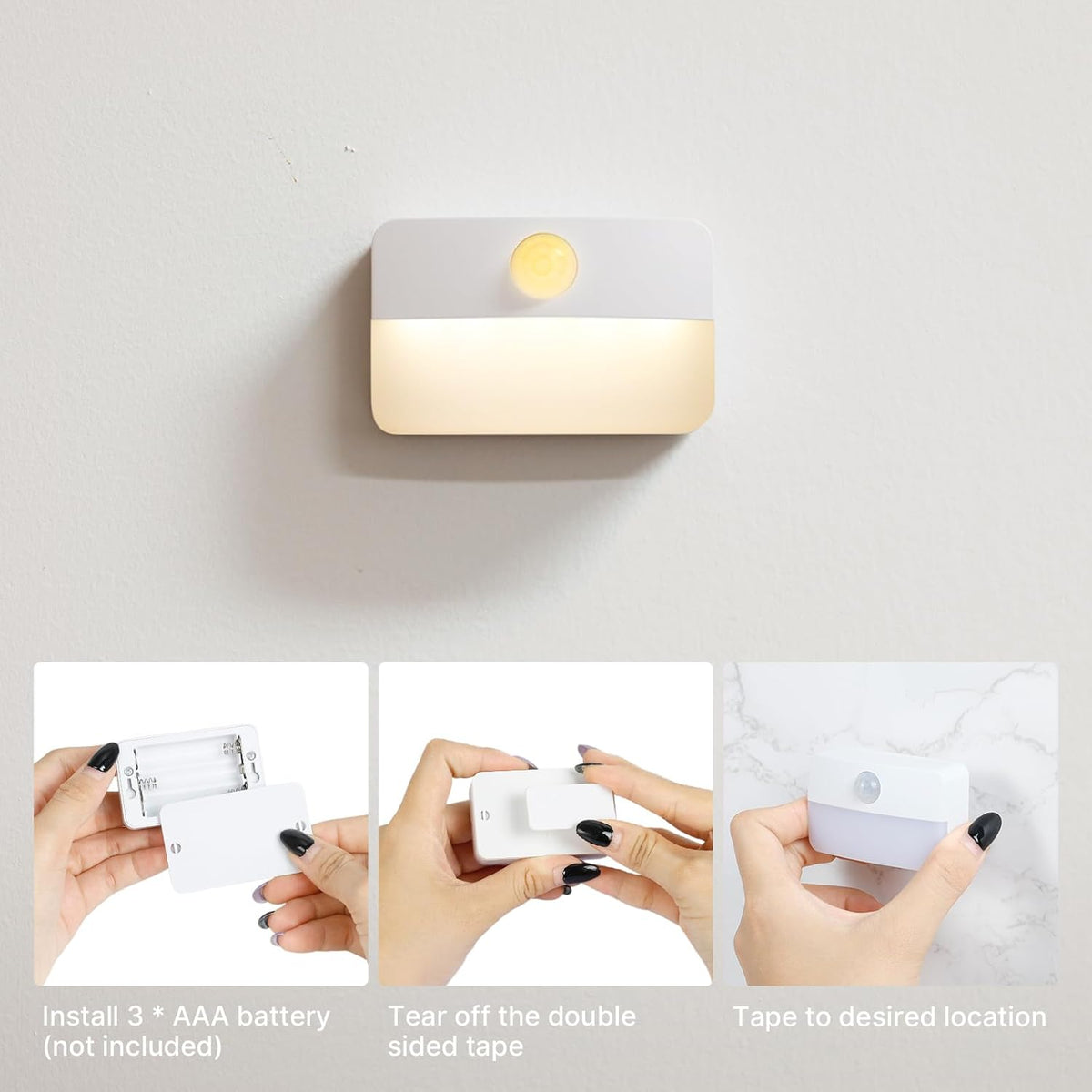 8 Pack Motion Sensor Stair Light for Indoor, Battery Operated Closet Lights, Wireless Stick on Anywhere Hallway Lamp, Portable Led Night Lamps for Bedroom Under Cabinet Kitchen