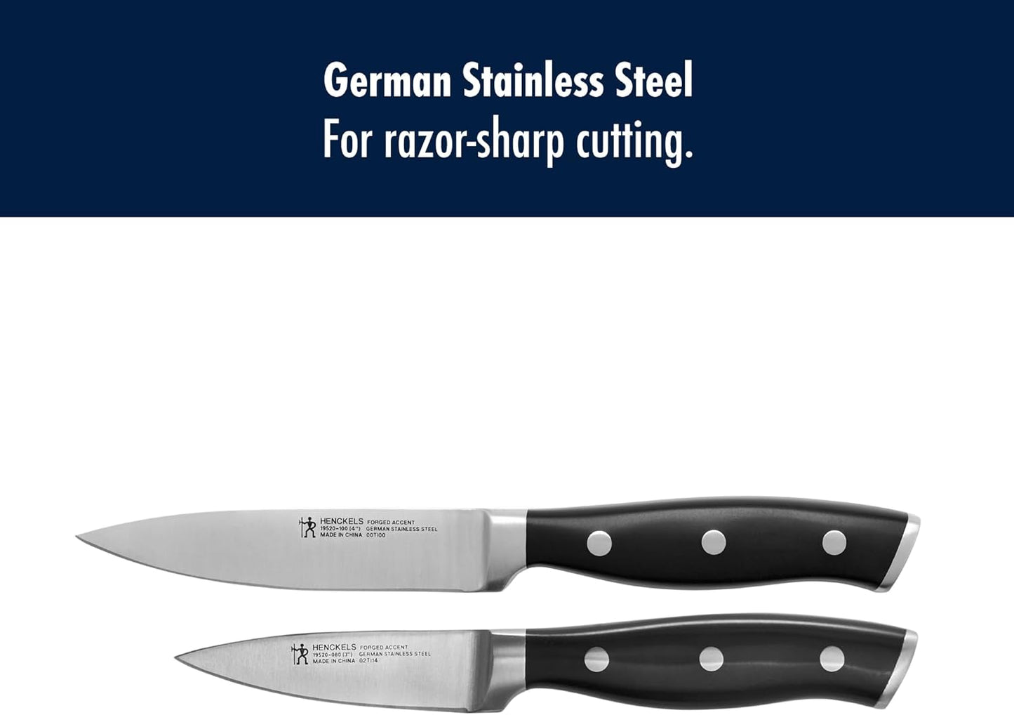HENCKELS Forged Accent Razor-Sharp 2-pc Paring Knife Set, European Stainless Steel Knife, Informed by 100+ Years of Mastery, Black