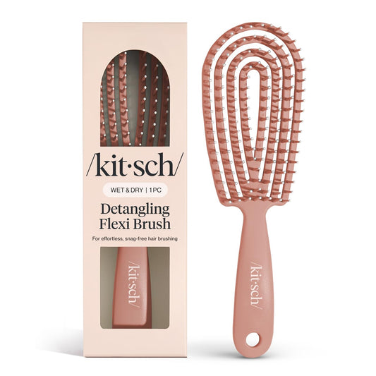 Kitsch Detangler Brush – Flexible Curly Hair Brush for Women, Men & Kids | Detangling Hairbrush with Bendable Frame and Ultra-Smooth Bristles for Wet or Dry Strands - Terracotta