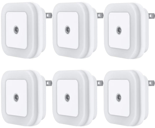 Uigos LED Night Light Lamp with Smart Sensor Dusk to Dawn Sensor, Daylight White, 0.5W Plug-in, 6-Pack