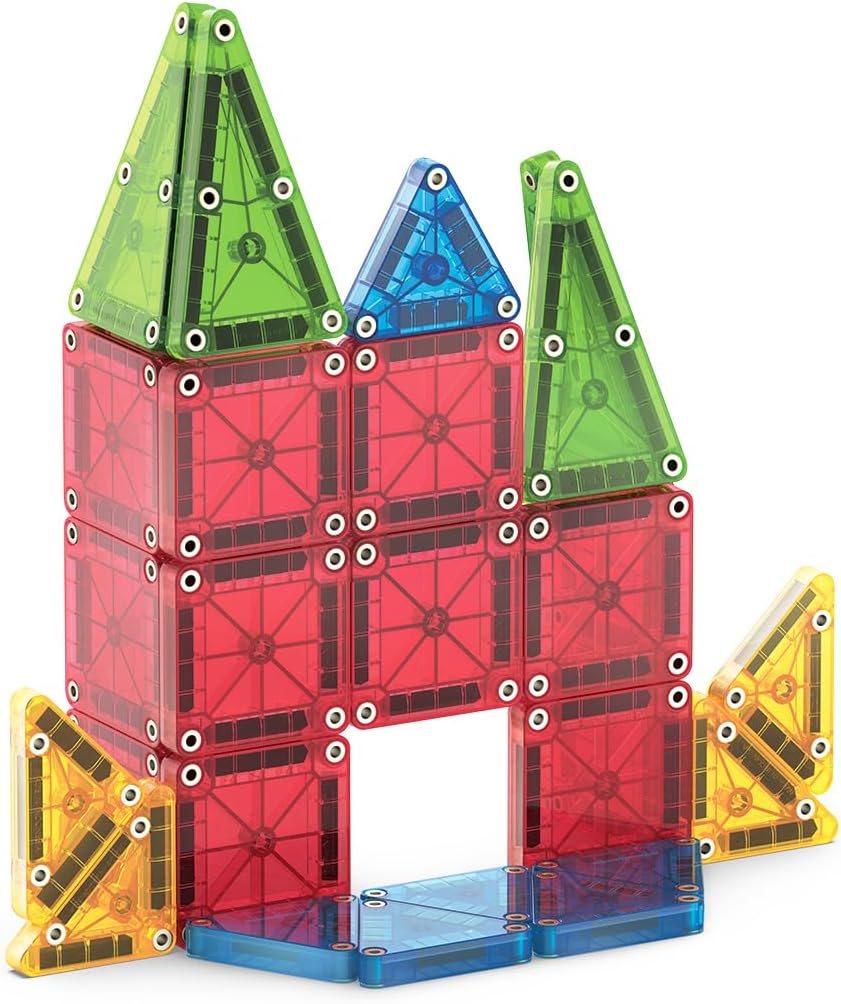 MAGNA-TILES microMAGS 26-Piece Travel Magnetic Construction Set – Bold Colors, The Original Magnetic Building Brand
