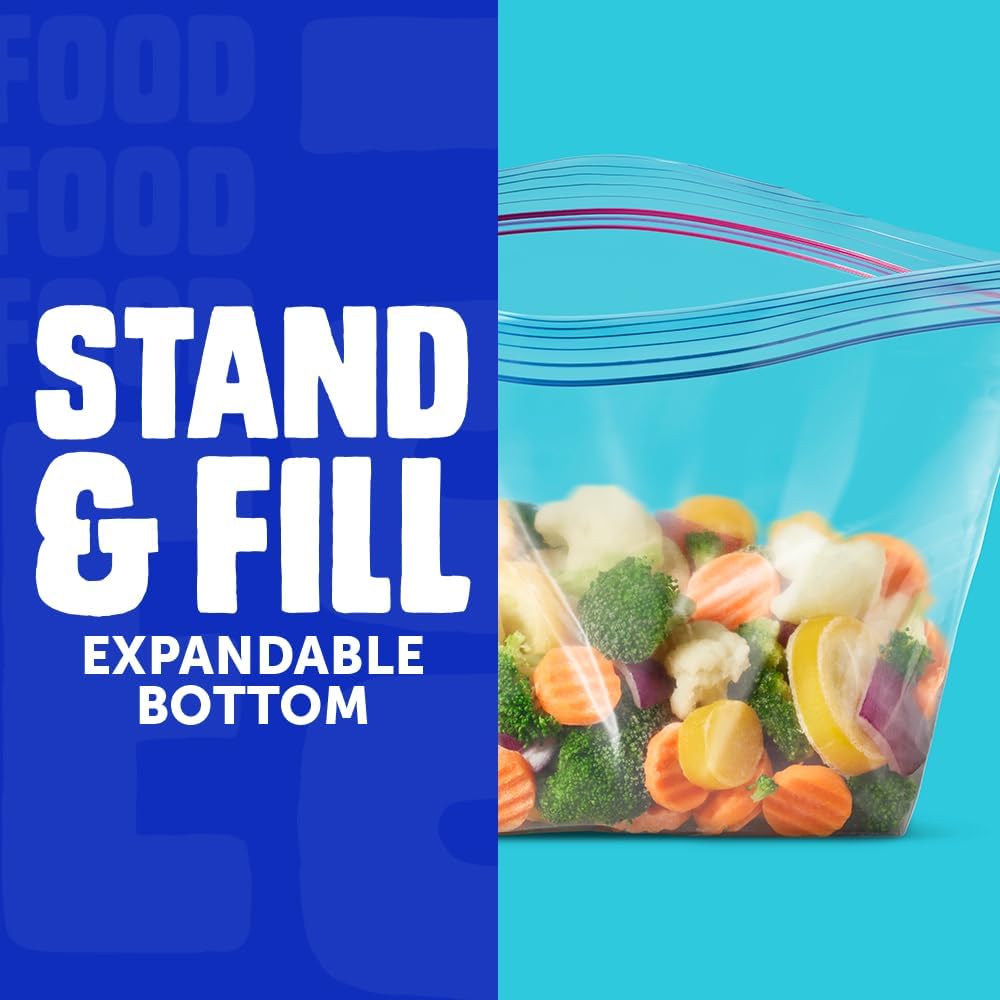 Ziploc Half Gallon Food Storage Freezer Bags, Easy Open and Close, 40 Bags Total