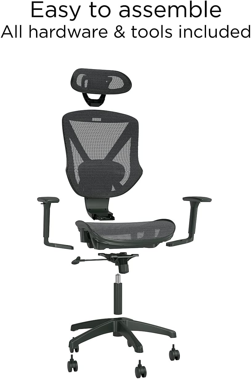 Staples Dexley Ergonomic Mesh Office Chair - Adjustable Height, Swivel Tilt, Lumbar Support, Black