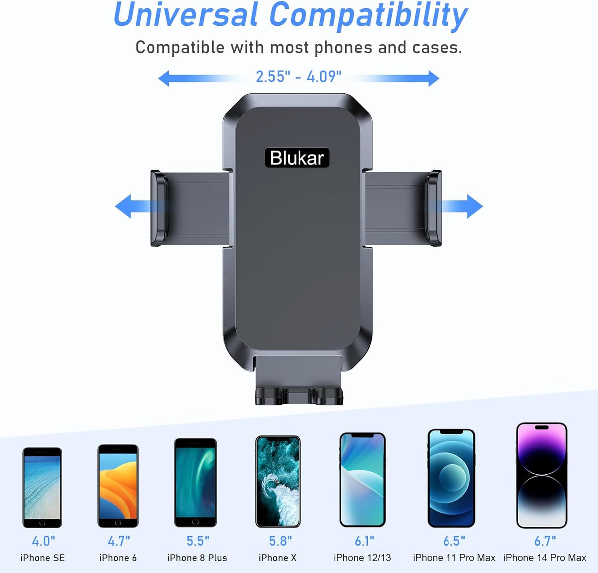 Blukar Car Phone Holder Mount, Super Stable Air Vent Cell Phone Car Mount with 2025 Metal Hook Clip, 360° Rotation,One Button Release for iPhone, Galaxy, Google, and All Other Smartphones