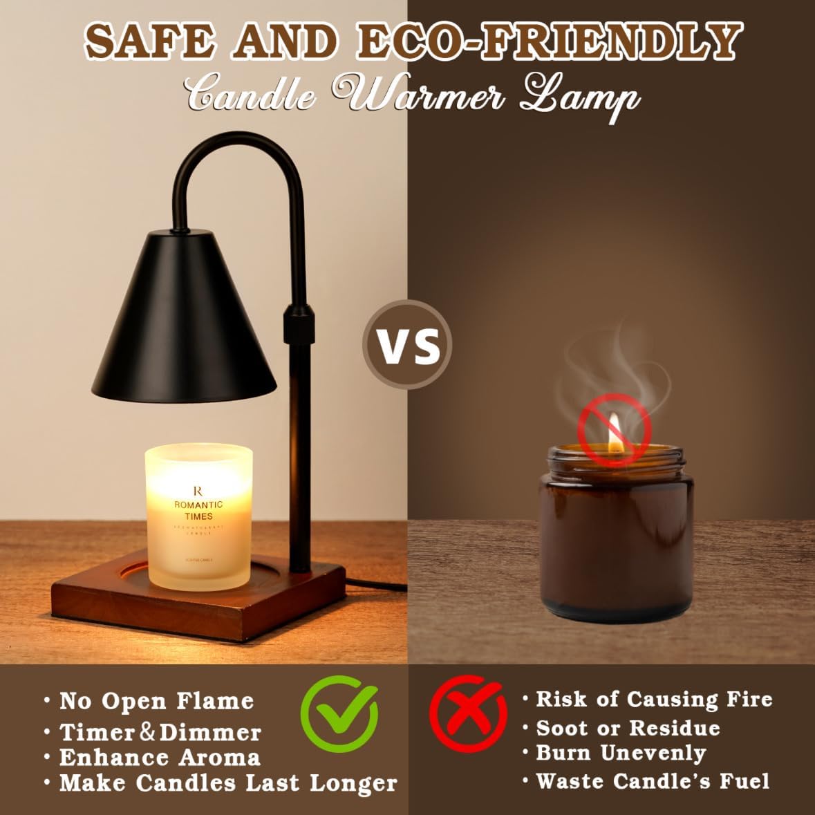 Modern Candle Warmer Lamp with Timer, Dimmable Candle Lamp Warmer, Men Women Birthday Gifts, Black Candle Warmer, Adjustable Candle Light Warmer, Cozy Living Room Bedroom Home Decor