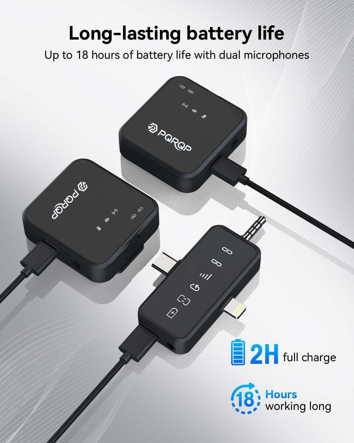 PQRQP 3 in 1 Microphone for iPhone/Android/Camera, Wireless Microphones, 328ft Transmission, 18H Battery Life, Mini Microphone for Record Interview, Vlogs, Tiktok, Bags & Cases