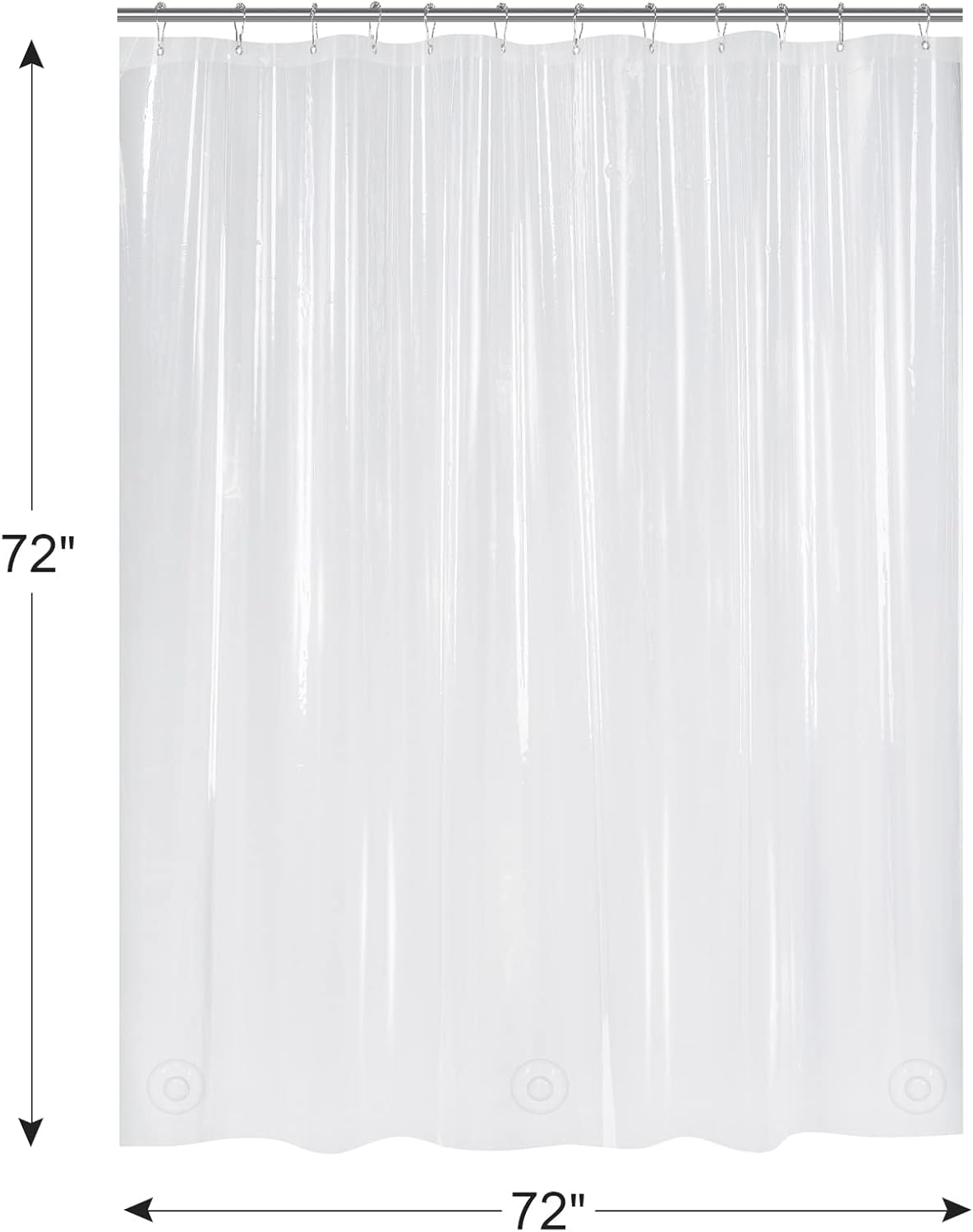 AmazerBath Plastic Shower Curtain Clear Premium PEVA, Clear Shower Curtain Heavy Duty 8G, Weighted Shower Curtains for Bathroom Accessories with 3 Big Stones and 12 Rustproof Grommets, 72x72 Inches