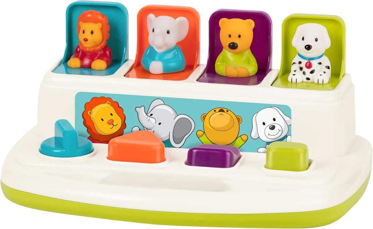Battat – Cause – and – Effect Toy – Developmental Toy with Buttons & Colors – Color Sorting Animal Toys – for Kids, Toddlers, Babies – 18+ Months – Pop – Up Pals