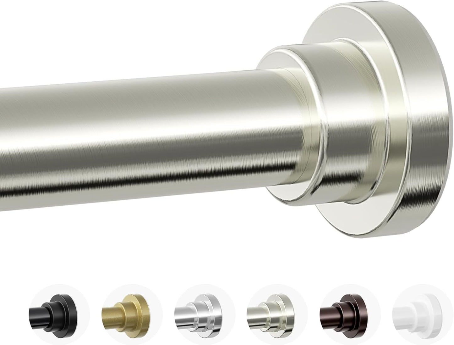 Shower Curtain Rod, 1" Diameter Heavy Duty Tension Shower Rod, Non Slip Adjustable 28-74 inch No Drill Shower Curtain Rods Spring Tension For Bathroom, Shower Stall, No Rust, Brushed Nickel
