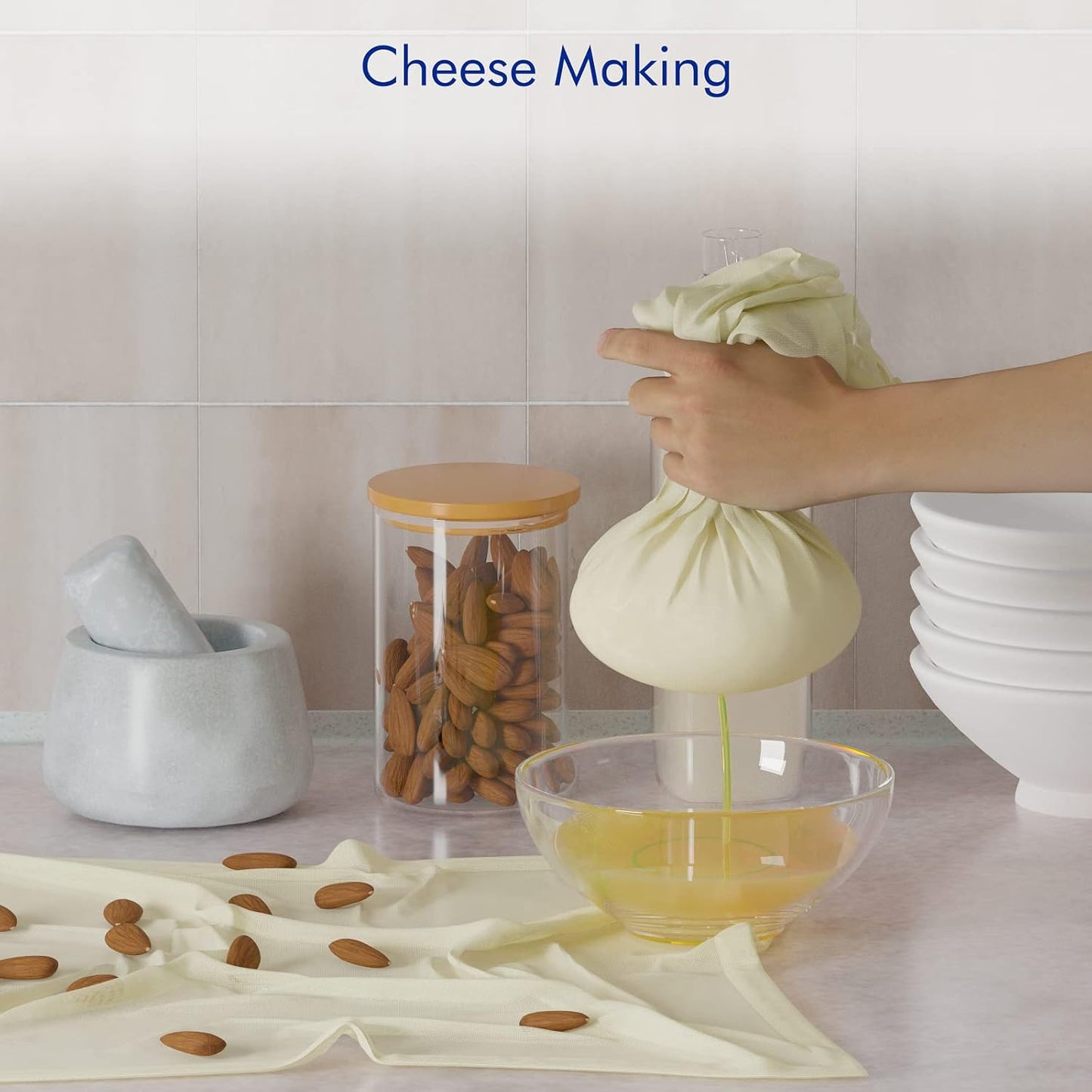 8 PCS Reusable Cheesecloth, Grade 100, 20x20 Inch Hemmed Cheese Cloth for Straining Craft, 100% Cotton Unbleached Cloth Strainer for Cooking, Baking, Juicing, Cheese Making