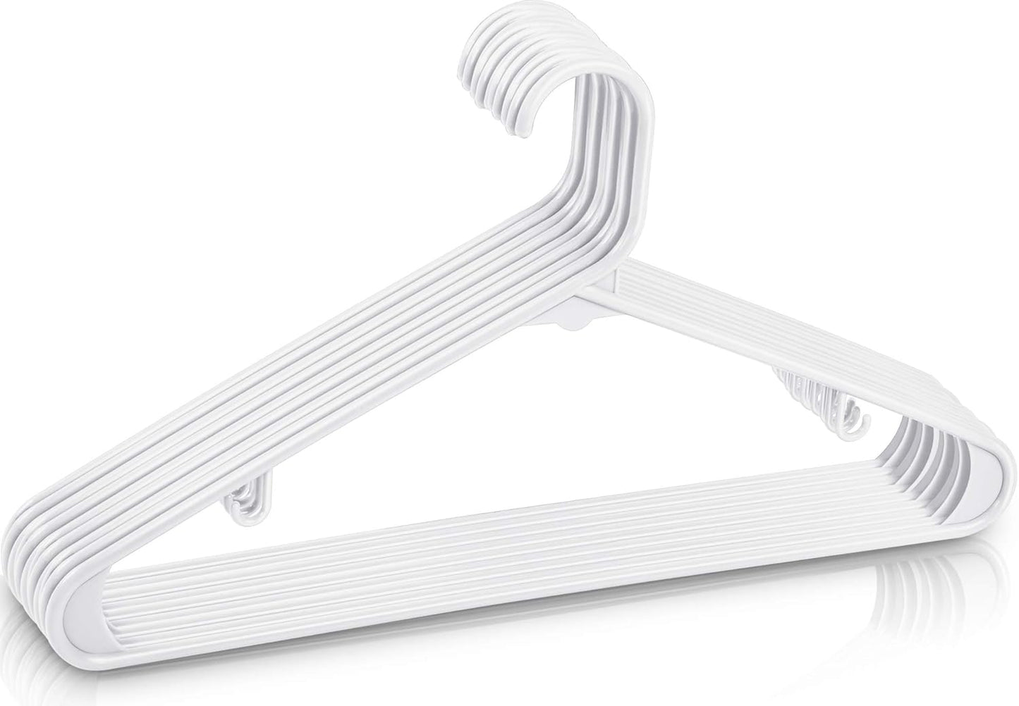 Utopia Home Plastic Hangers 20 Pack - Space Saving Clothes Hanger - Durable & Strong Closet Organizers and Storage with Built-in Strap Hooks - Essential for Shirts, Pants, Skirts & Coats (White)