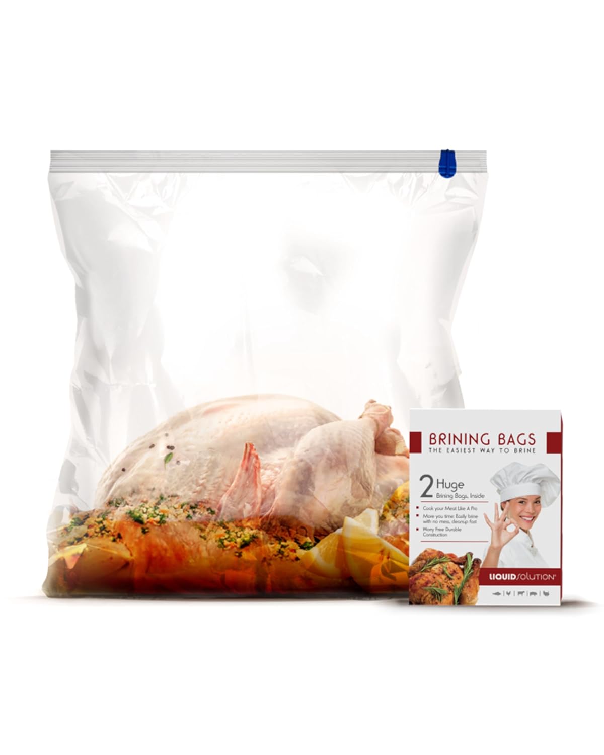 Turkey Brining Bags Set of 2 – Extra Large, Holds up to 38 lb (25.5 x 21.5 in), Heavy Duty with Gusseted Bottom & Double-Track Zippers to Prevent Leaks