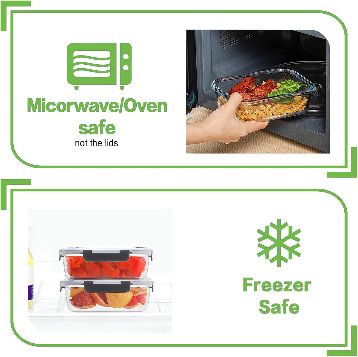 HOMBERKING 10 Pack Borosilicate Glass Meal Prep Containers with Locking Lids, Glass Food Storage Containers Set, Airtight Lunch Bento Boxes, BPA-Free & Leak Proof, 36oz & 14oz, Freezer, Oven Safe