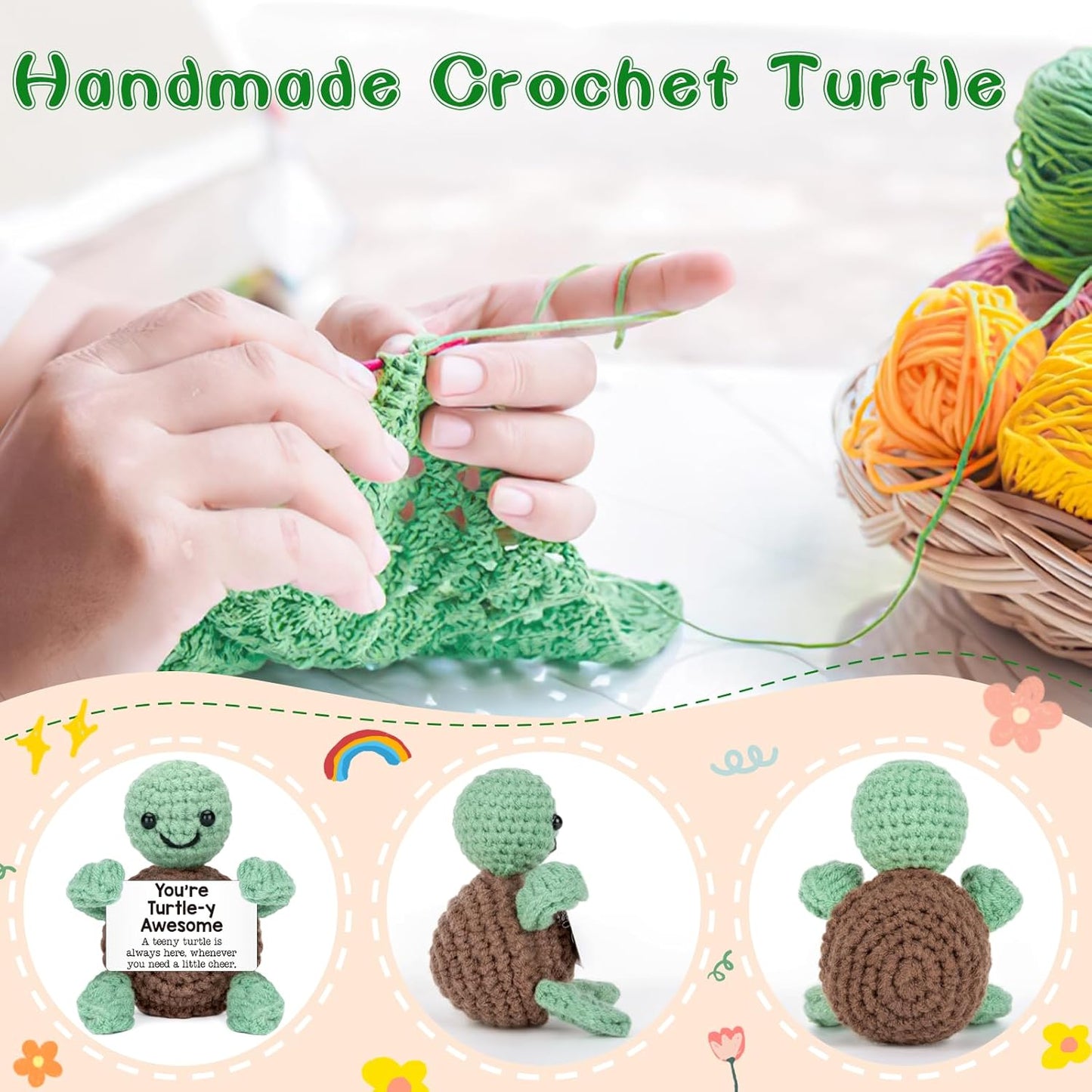 Mini Funny Turtle Birthday Gifts for Women Men, Teacher Valentines Day for Kids, Employee Appreciation Retirement Gifts for Coworker Sister Best Friends, Handmade Emotional Positive Turtle Desk Decor