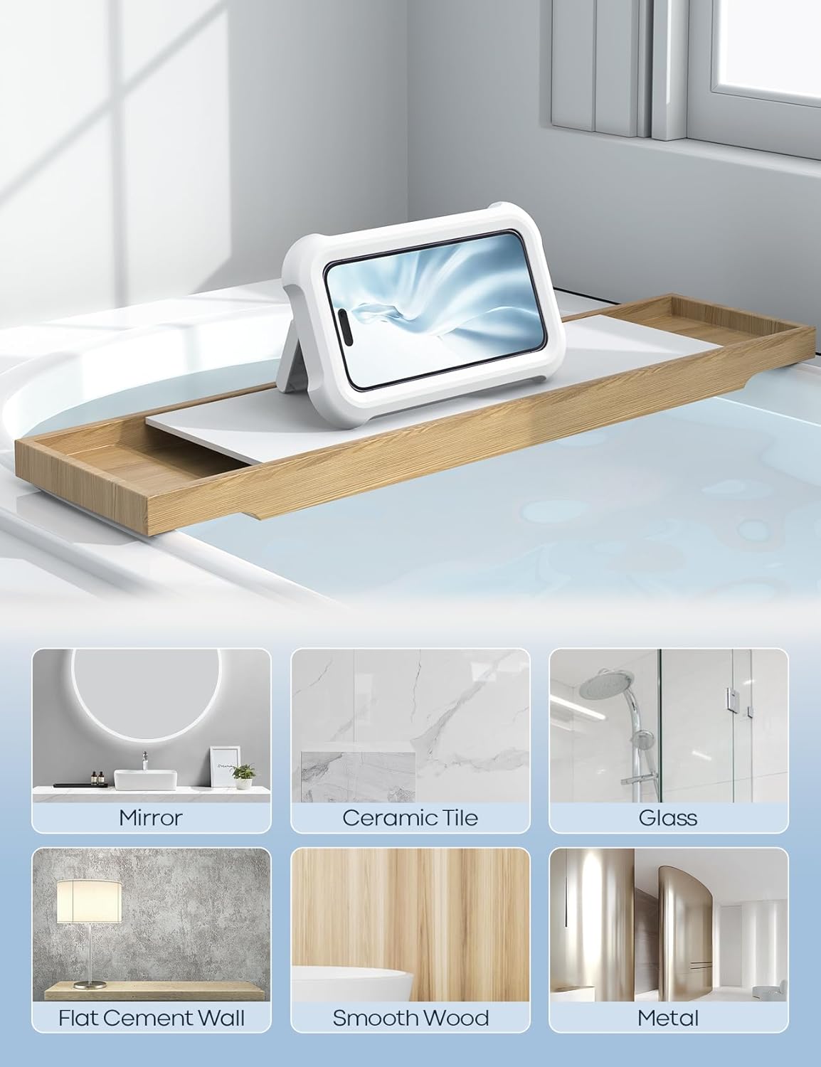 Lamicall Shower Phone Holder Waterproof - 480° Rotatable Retractable Adjustable Shower iPhone Case Holder, Bathroom Wall Phone Mount Stand Water Proof Anti Fog, Gift Accessories for 4-7" Cellphones