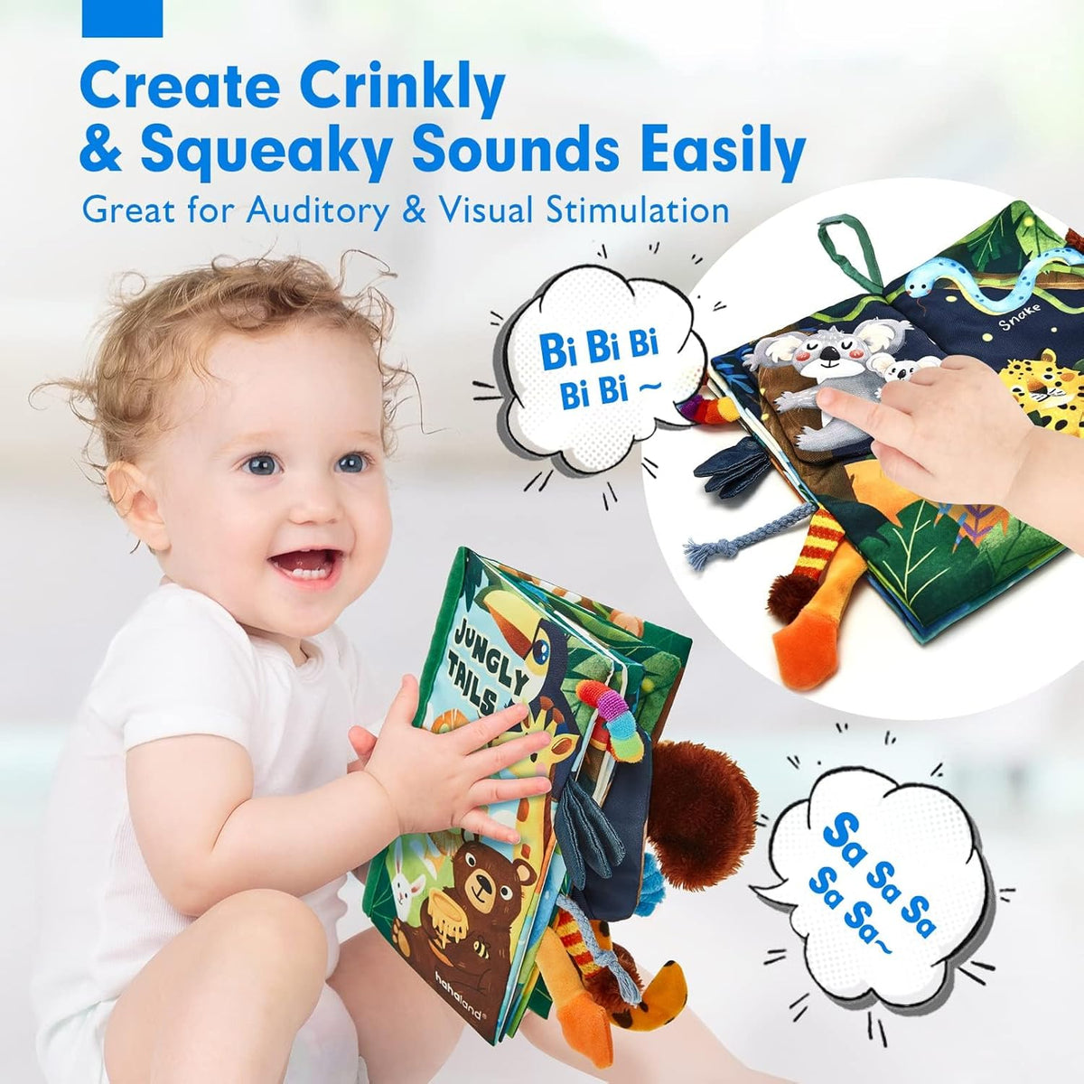 hahaland Baby Books 0-6 Months,Infant Tummy Time Toy Sensory Toys 6 to 12 Months Touch Feel Book Travel Toy Gifts for Boy Girl 0-3 Month Baby Shower Valentine Birthday Easter Basket Stuffers (Single)