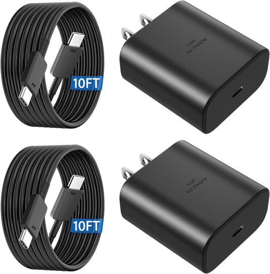 45W USB C Super Fast Charger Type C Charger Fast Charging Android Phone Charger Block with 10FT Type C Charging Cable for Samsung Galaxy S25/S25 Ultra/S25+/S24 Ultra/S24/S24+/S23/S23 Ultra/S22 Ultra
