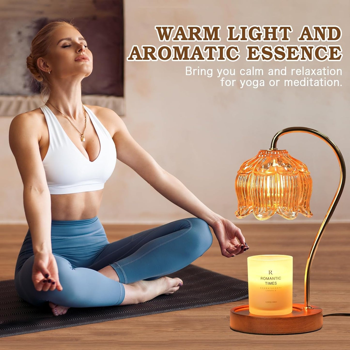 Flower Candle Warmer Lamp with Timer, Dimmable Candle Lamp Warmer, Birthday Gift for Women Mom, House Warming for New Home Decor, Lotus Wax Melt Warmer for Jar Candles