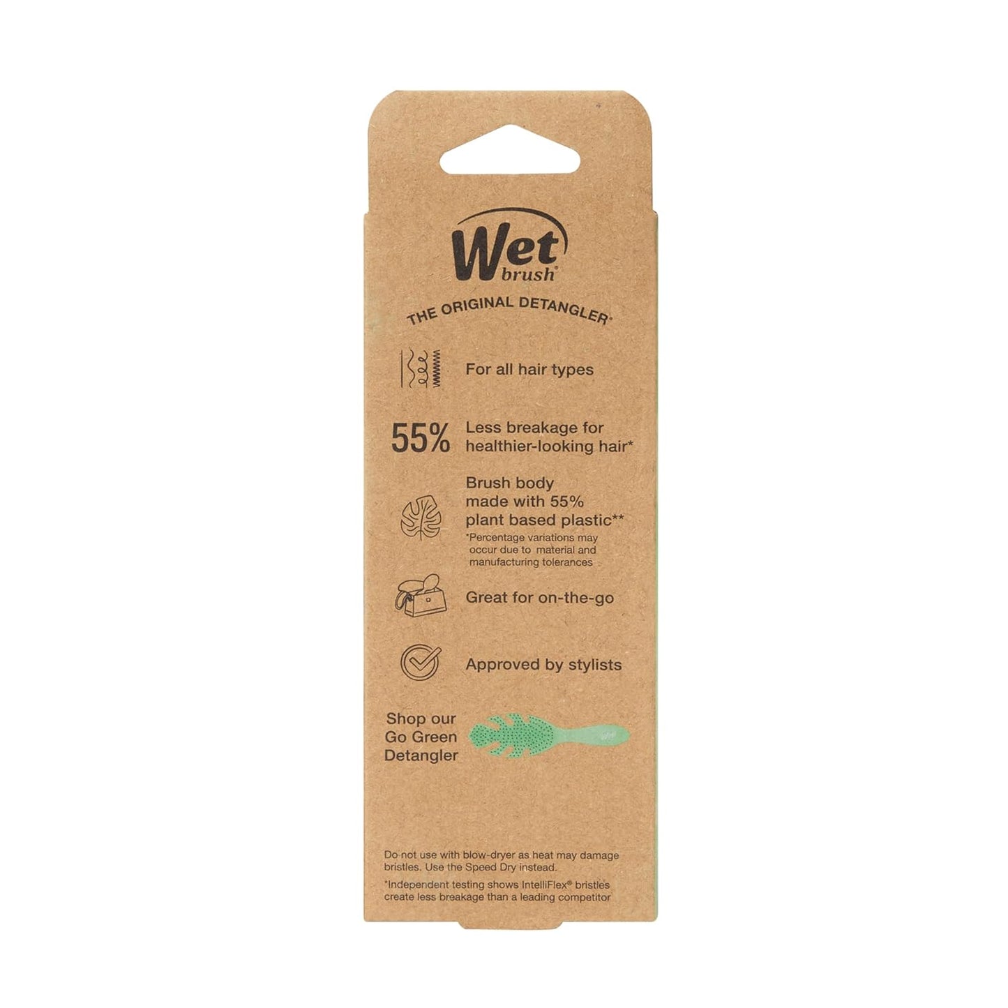 Wet Brush Go Green Mini Detangler, Green - Detangling Travel Hair Brush - Ultra-Soft IntelliFlex Bristles Glide Through Tangles & Gently Loosens Knots While Minimizing Pain, Split Ends & Breakage
