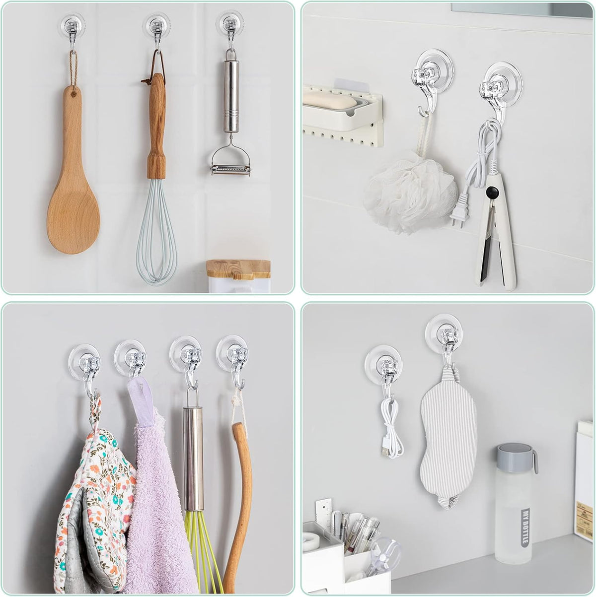 VIS'V Wreath Hanger, Large Suction Cup Wreath Hooks, Heavy Duty, 22 LB Capacity, Removable and Reusable, Clear, 2 Pcs