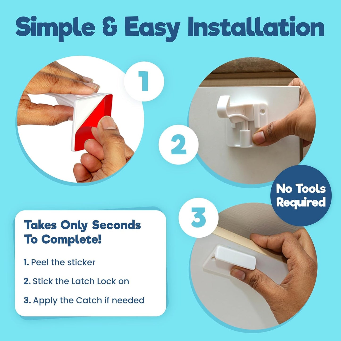 Upgraded Invisible Baby Proofing Cabinet Latch Locks (10 Pack) - No Drilling or Tools Required for Installation, Works with Most Cabinets and Drawers, Works with Countertop Overhangs, Highly Secure