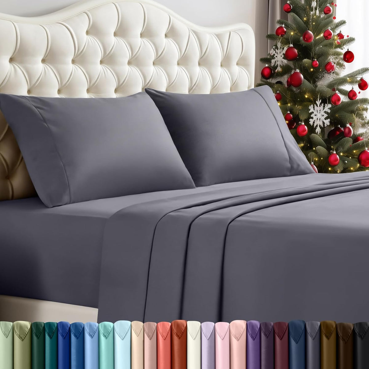 Utopia Bedding Queen Size Sheet Set – 4 Piece Bed Sheets, Soft and Breathable Microfiber, Includes 1 Fitted Sheet, 1 Flat Sheet and 2 Pillowcases – Oeko Tex (Grey)