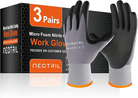 Safety Work Gloves MicroFoam Nitrile Coated-3/6/12/36 Pairs,Breathable Nylon Working Gloves for Men Women