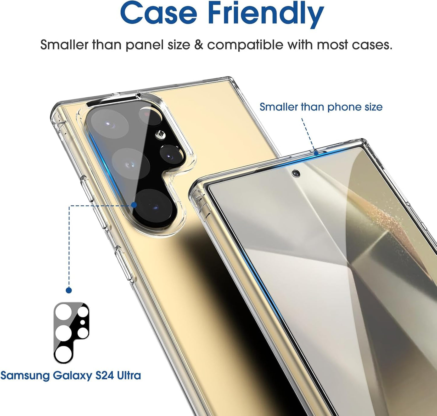 amFilm Auto-Alignment OneTouch for Samsung Galaxy S24 Ultra 6.8'' Screen Protector + Camera Lens Protector, Tempered Glass, 30 seconds Installation, Bubble Free, Case Friendly, Anti-Scratch [2+2 Pack]