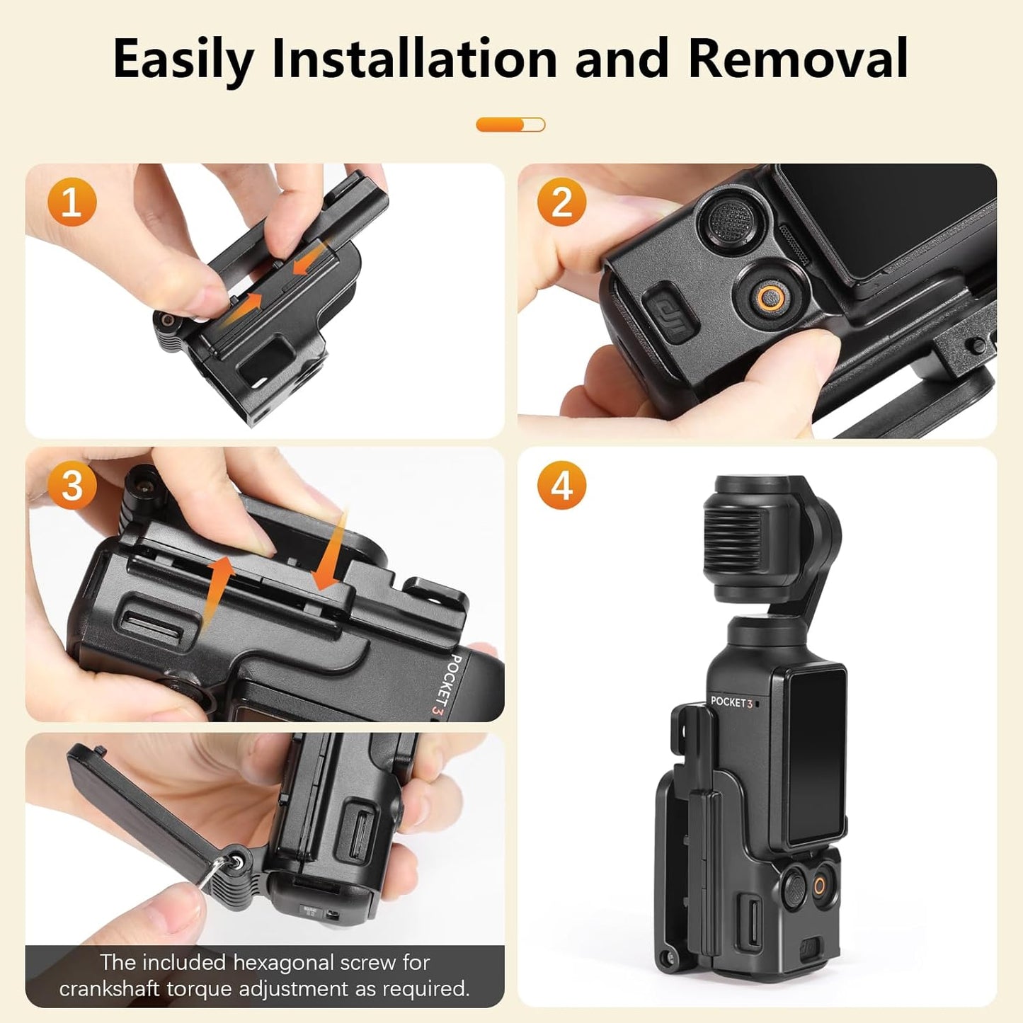 AMAZEAR Magnetic Mount Stand Compatible with DJI Osmo Pocket 3, Upgraded Pocket3 Accessories Adapter Clamp Magnet Suction Case Holder on Desktop, Vertical Surface, 180° Adjustable Handle, Black