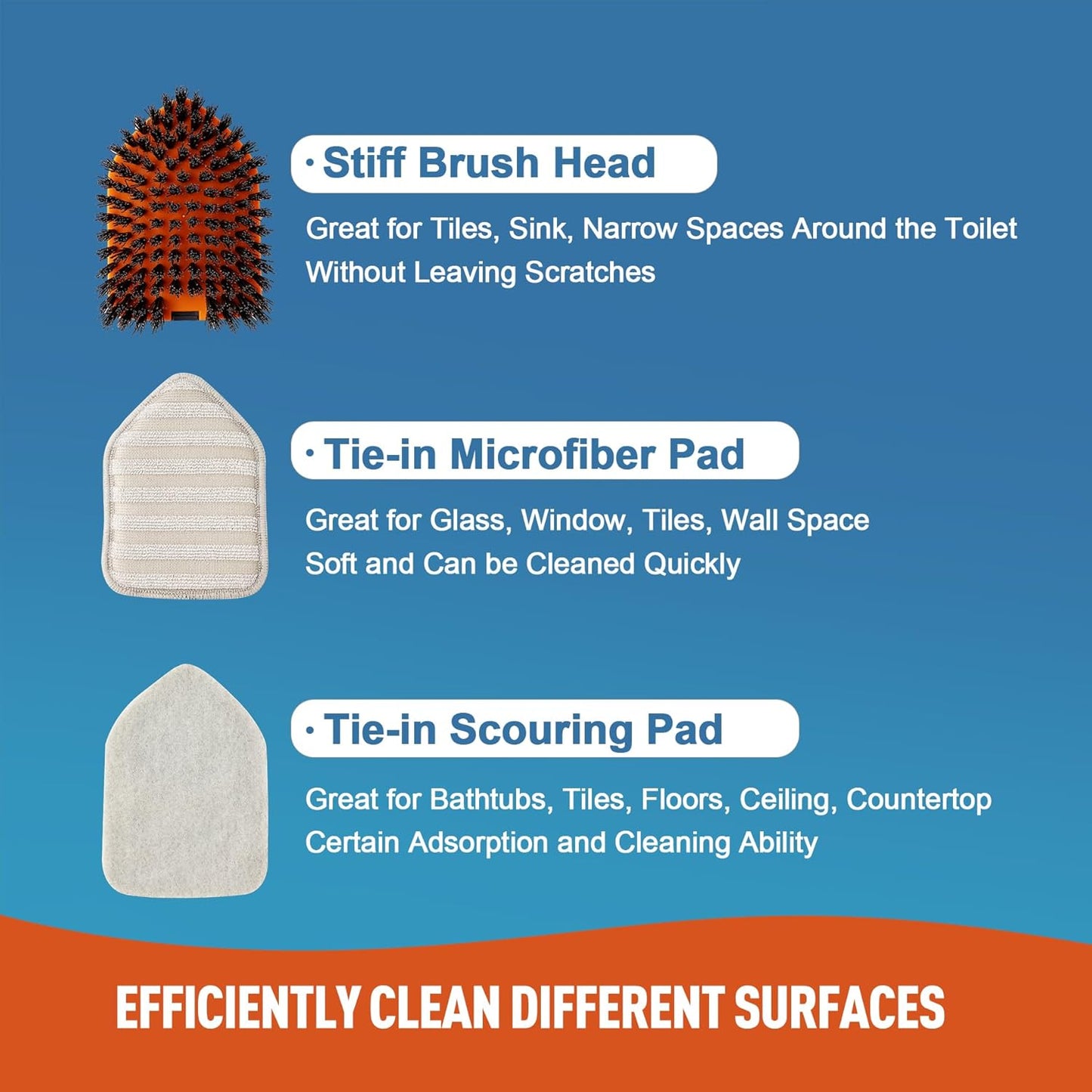 Tile Tub Scrubber Brush with 3 Different Function Cleaning Heads and 56" Extendable Long Handle-No Scratch Shower Scrubber for Cleaning Bathroom Kitchen Toilet Wall,Bathtub,Sink,Grey