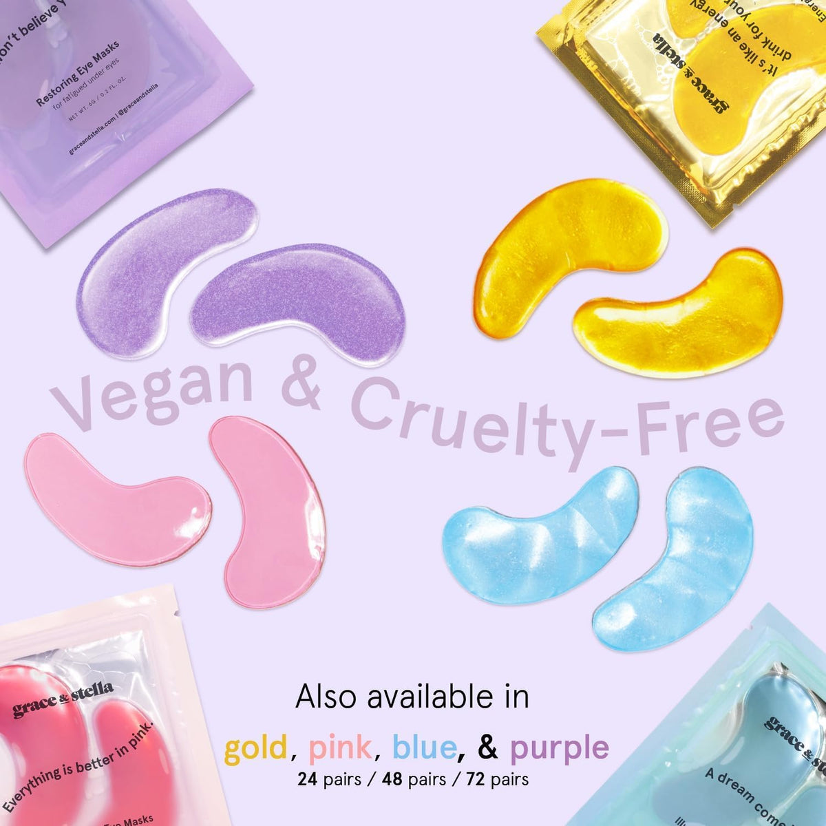 grace & stella Retinol Under Eye Patches for Puffy Eyes & Dark Circles - Restoring Gel Under Eye Masks with Hyaluronic Acid - Bridesmaid Gifts, Birthday Gifts for Women (Purple, 24 Pairs)