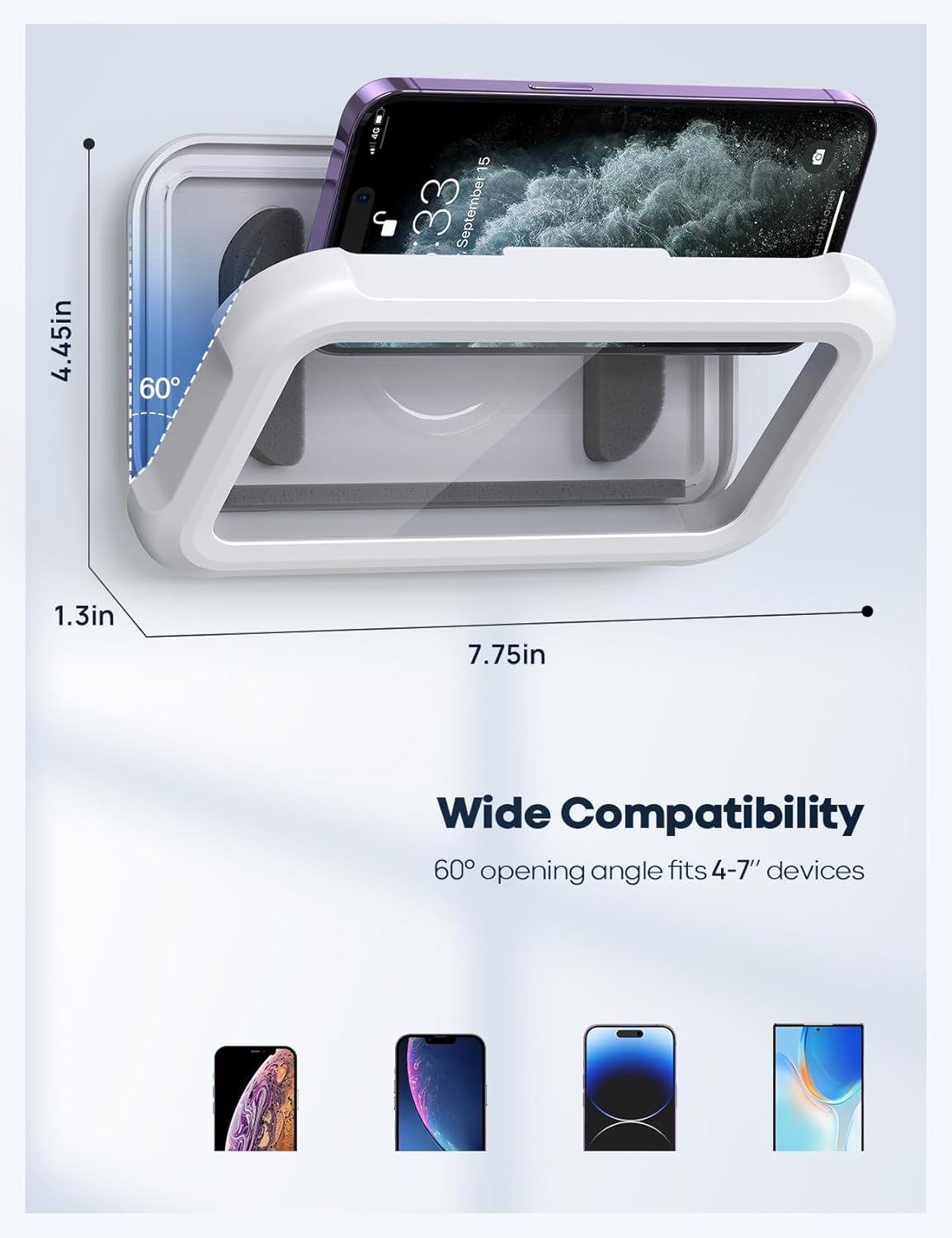Lamicall Shower Phone Holder Waterproof - 480° Rotatable Retractable Adjustable Shower iPhone Case Holder, Bathroom Wall Phone Mount Stand Water Proof Anti Fog, Gift Accessories for 4-7" Cellphones