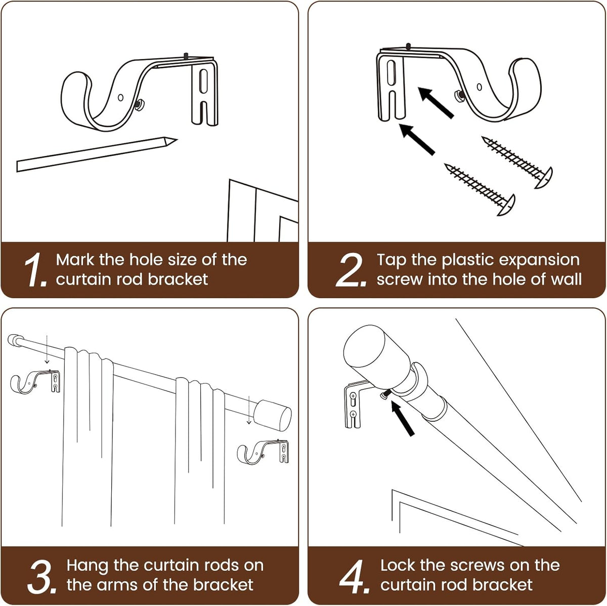 1” Diameter Curtain Rods Itself is 30 to144 inch 1 Pack Fit 30-142 inch, 66 to 120 inch Window with Heavy Duty Adjustable Rod Matte Black Curtain Splicing Metal Extra Long Curtain Rod for Windows