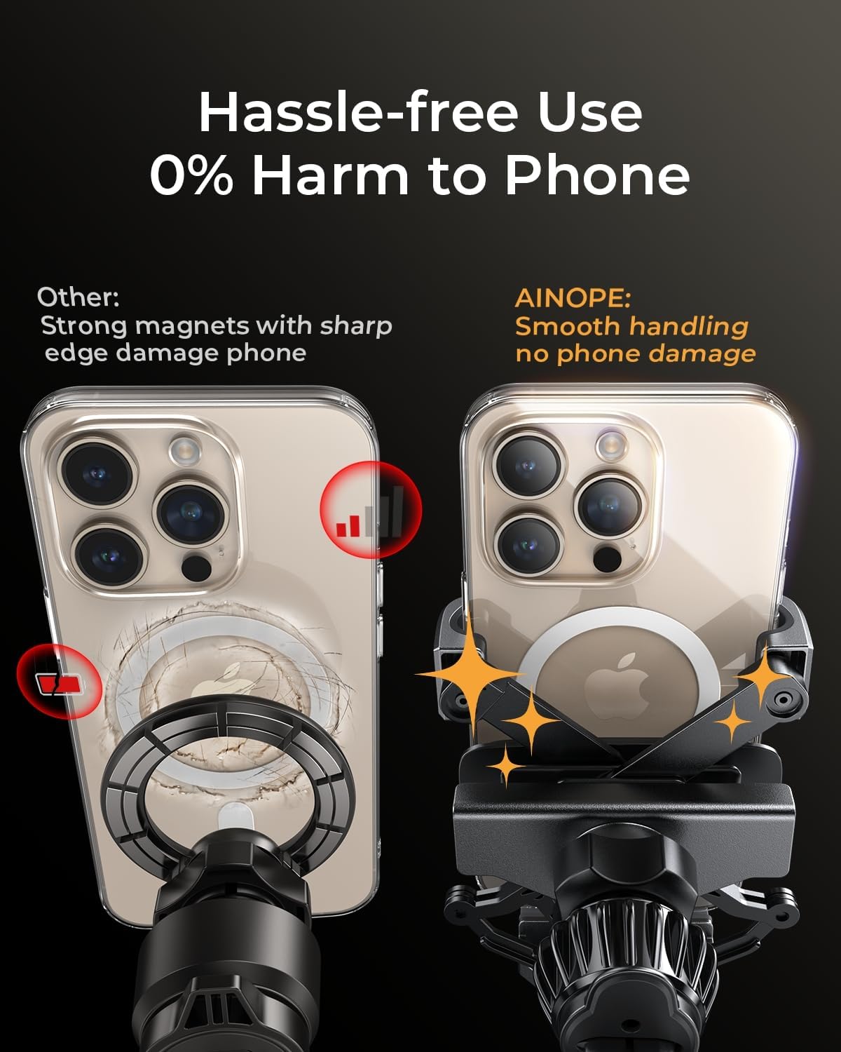 AINOPE Car Vent Phone Mount Holder for iPhone 17 Pro Max Car Mount [Drop-in Grip] Phone Holders for Your Car Car Interior Accessories Gifts for Men for iPhone Air 17 Pro Max 16 15 Samsung S25