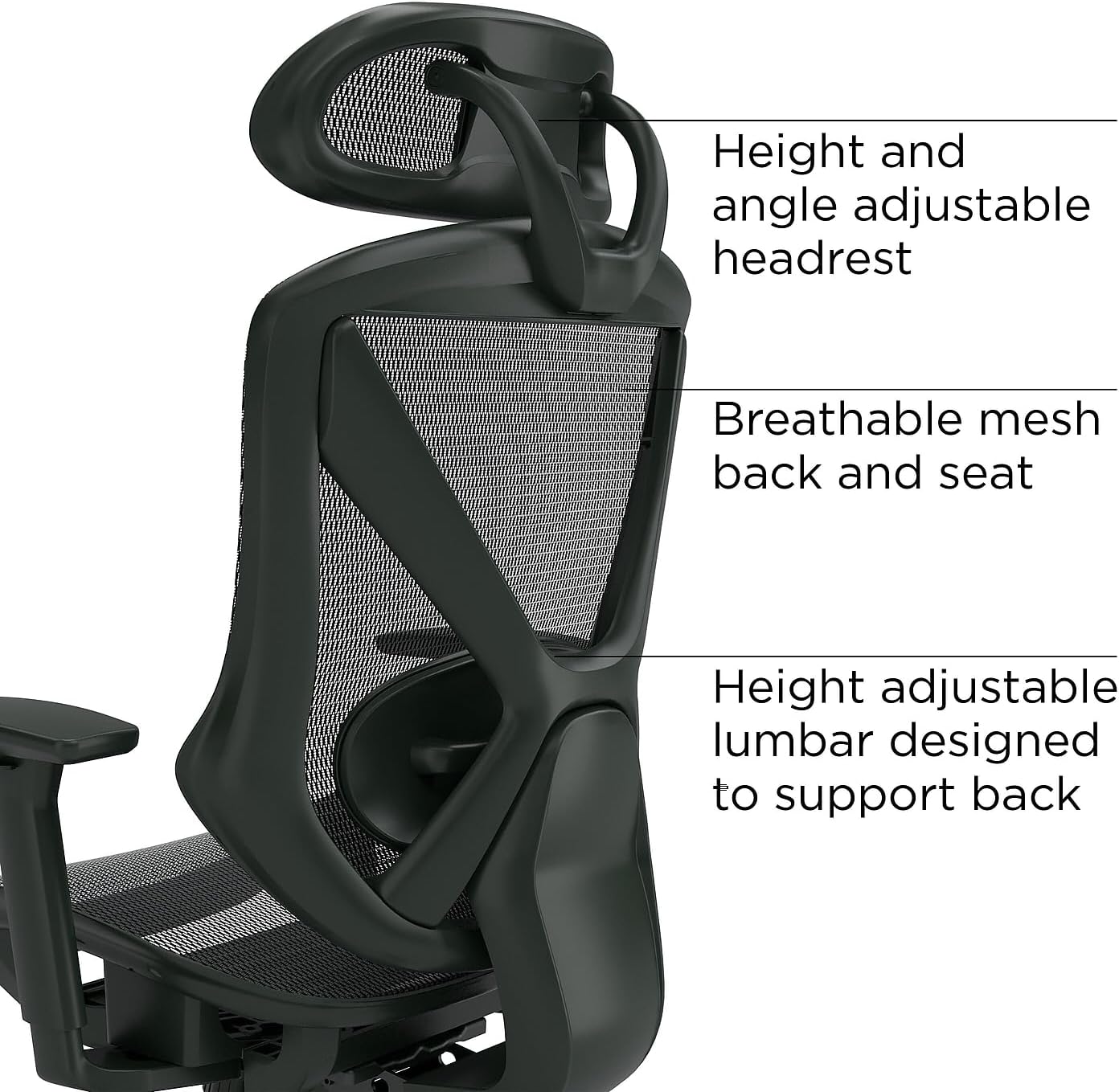 Staples Dexley Ergonomic Mesh Office Chair - Adjustable Height, Swivel Tilt, Lumbar Support, Black