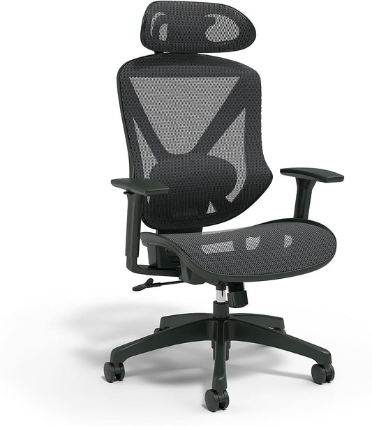 Staples Dexley Ergonomic Mesh Office Chair - Adjustable Height, Swivel Tilt, Lumbar Support, Black