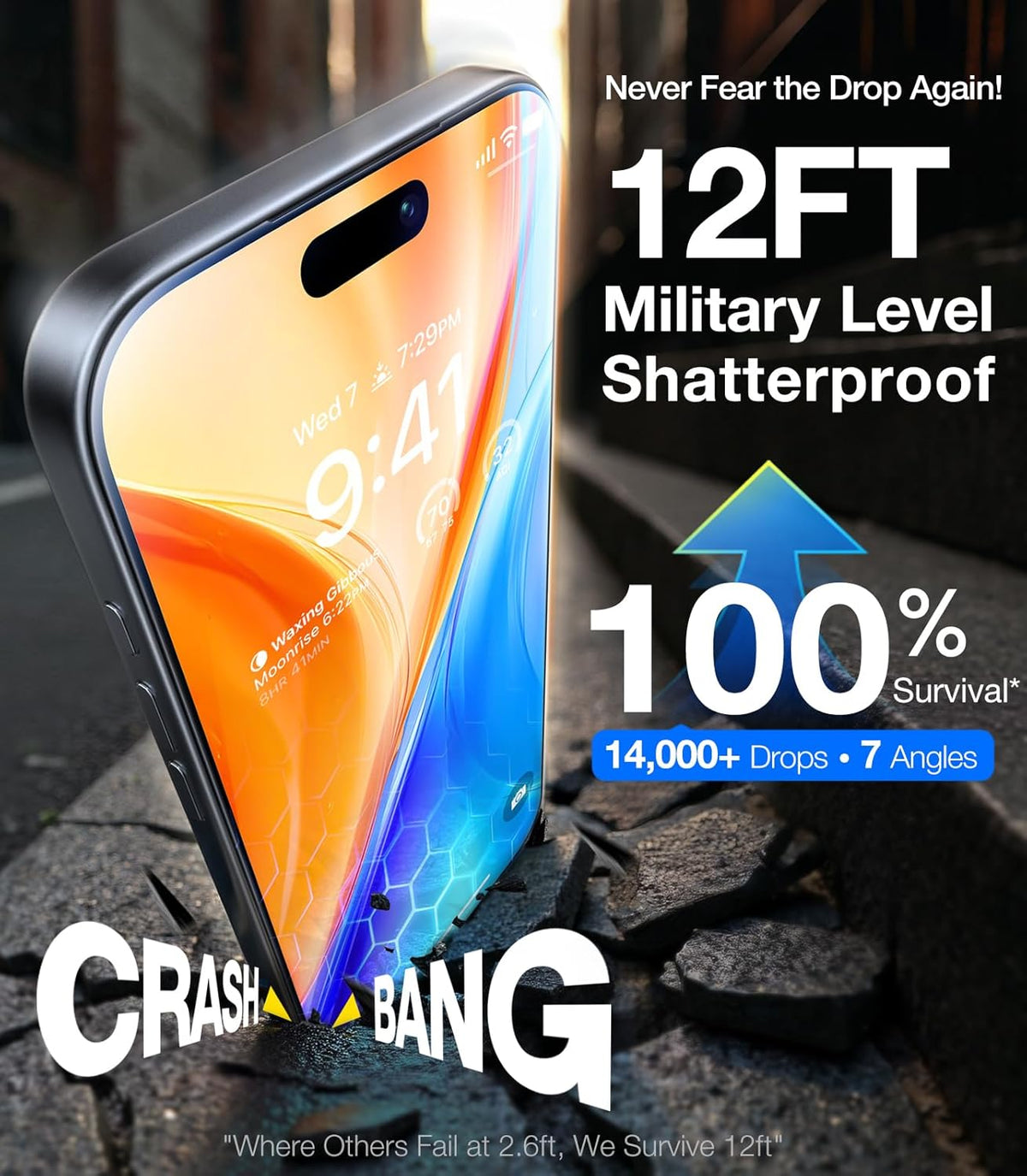 UltraGlass UNBREAK TOP 9H+ Glass for iPhone 16 Pro Max Screen Protector [NO.1 Military Grade Shatterproof] Screen Protector 16 ProMax Tempered Glass [Longest Durable] Full Edge Coverage, 2 Pack