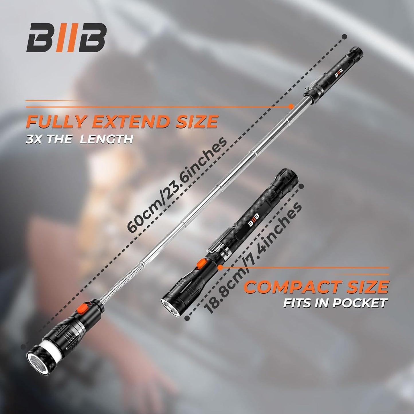 BIIB Stocking Stuffers for Men Adults, Gifts for Men LED Telescoping Magnetic Pickup Tools, Mens Gifts for Dad Him Boyfriend, White Elephant Gifts for Adults, Gift for Mens Stocking Stuffers