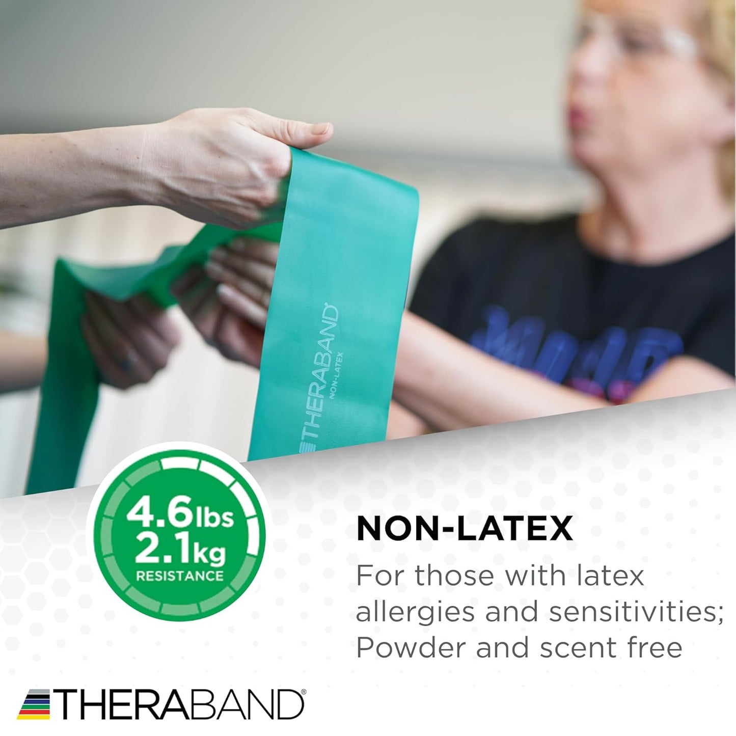 TheraBand Resistance Bands Set, Professional Non-Latex Elastic Band For Upper & Lower Body Exercise, Strength Training without Weights, Physical Therapy, Pilates, Rehab, Yellow & Red & Green, Beginner