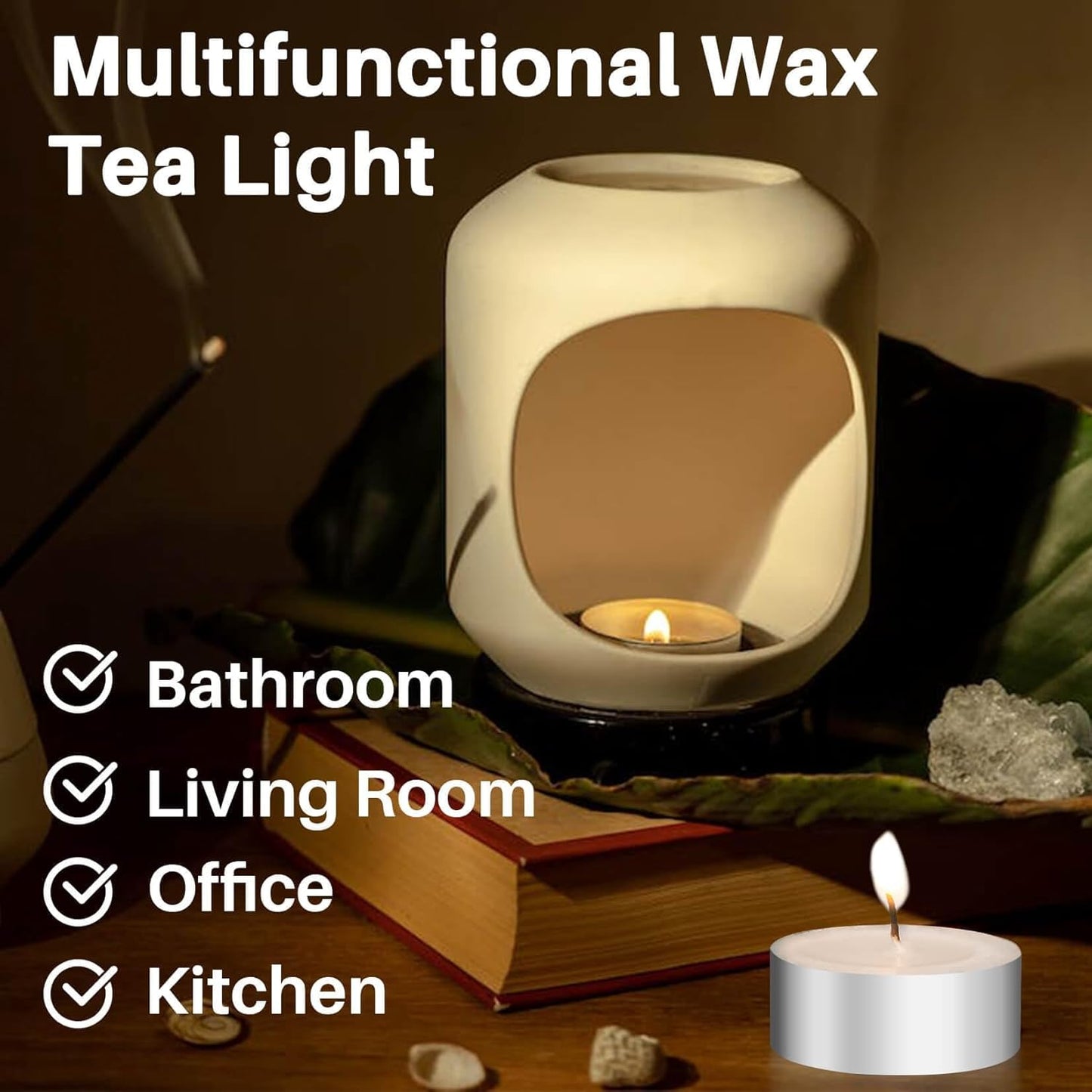 Tealight Candles - Tea Lights Candles Unscented Tea Tree Lights Mini Votive with Cotton Wick for Decorating Home, Pool, Shabbat, Wedding, Emergencies, Parties, Spas
