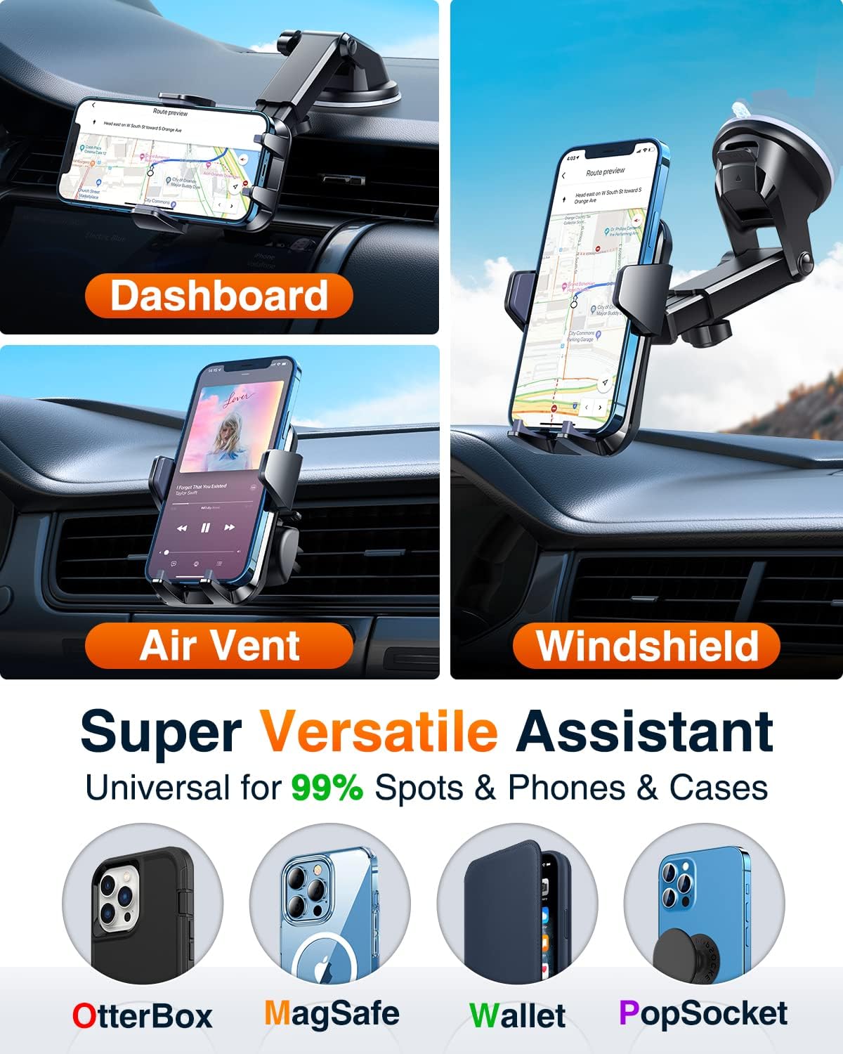 VANMASS【85+LBS Strongest Suction & Military-Grade 2026 Ultimate Car Phone Mount【Patent & Safety Certs】 Cell Phone Holder Truck for Dashboard Windshield Vent for iPhone 17 Pro Max 16 15 for Samsung